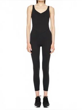 NWT BANDIER V-neck Tempo Full Length Catsuit In Black Women’s Small 7367